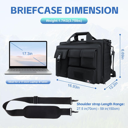 GES Tactical Messenger Bag for Men, 17.3 Inch Military Laptop Briefcase for Work, Durable Water-Resistant Computer Shoulder Bag for College & Travel