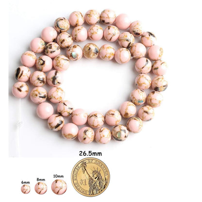 Yochus 60pcs White Shell Turquoise Beads，6mm Natural Stone Round Loose Beads for Jewelry Making Earring Necklace DIY Crafts