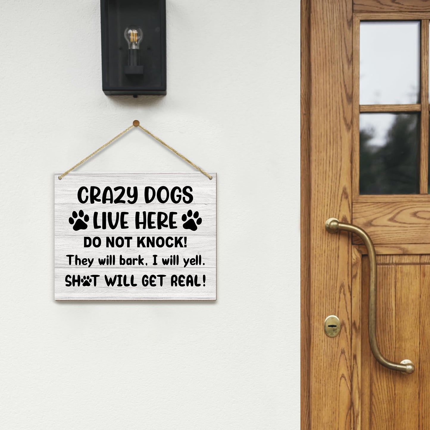 No Knocking Door Sign, Housewarming Gifts For Women Men Friend Coworker, Beware Of Dog Sign Dont Ring Doorbell Sign Do Not Disturb Sign Wooden Sign Wall Decor Wall Sign Hanging Sign -18