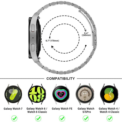 Anlinser No Gap Bands Compatible with Samsung Galaxy Watch 7/6/5/4/FE Band 44mm 40mm/Watch 6 Classic Band 47mm 43mm/Watch 5 Pro 45mm/Watch 4 Classic, 20mm Metal Strap for Women Men, Silver