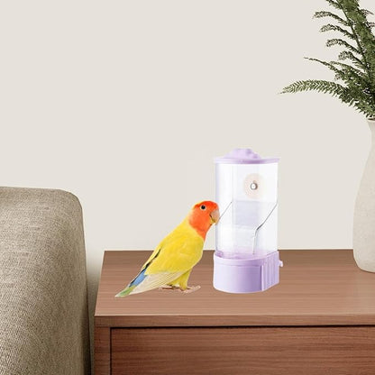 No Mess Bird Feeder Hanging Feeding Station Anti Splashing Parrot Foraging Feeder Food Container for Cockatiel Budgies Canary Pink(Purple)