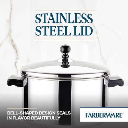 Farberware Classic Series Stainless Steel Stockpot with Lid, 6-Quart Pot
