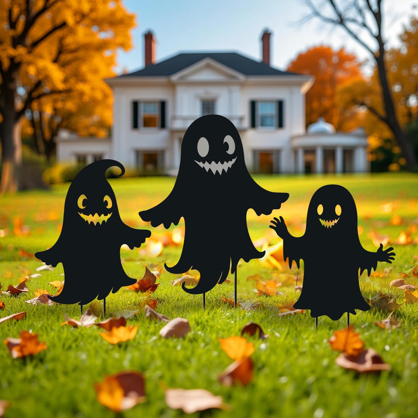 WACLSTDAY Ghost Metal Halloween Decorations Outdoor Garden Stakes, for Women/Men/Ghost Lovers,Black Silhouette Statues Yard Art, Lawn, Backyard, Patio, Pathway Decor