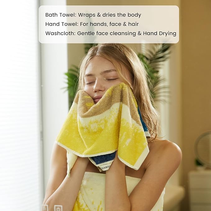 SEMAXE 12-Piece Family Bathroom Towel Set