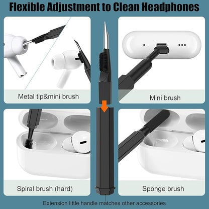 VICHYIE 20 in 1 Multifunctional Cleaner Kit for Electronic Devices, Keyboard Cleaning Brush, Headphones Cleaner Kit for AirPods, Multi-Tool for Cleaning Laptop, Earbuds, Camera, Cellphones (Black)