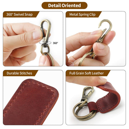Jack&Chris Genuine Leather Car Keychain, Universal Key Fob Keychain, Leather Key Chain Holder for Men and Women, JC306…