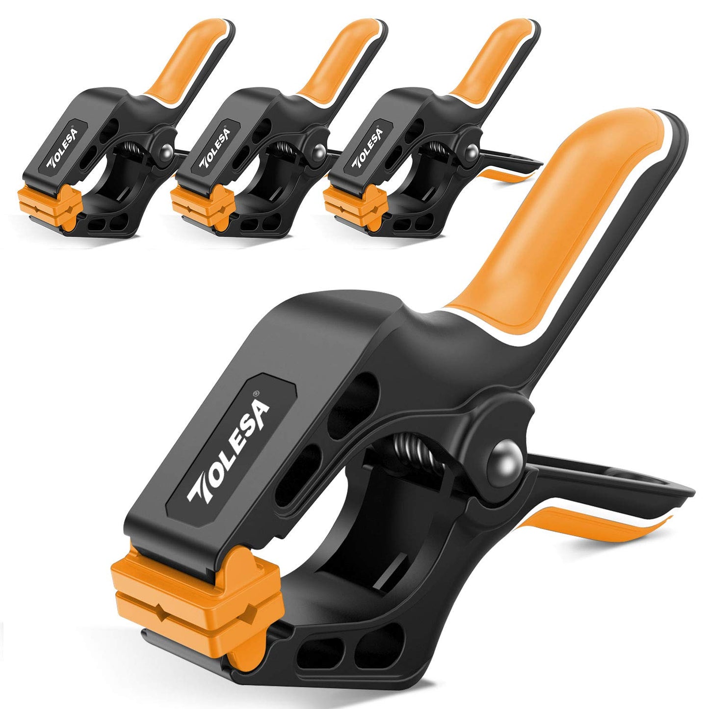 TOLESA Heavy Duty Spring Clamps 7 Inch 4 Pcs Large Wood Clamps with 30Lbs Powerful Clamping Force Deep Throat Nylon Clamps for Woodworking Photography Backdrop Household Use Cover Holding Wood Gluing