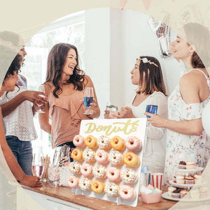 CORTNK Wooden Donut Wall Display Stand, 2PCS Holder for 40 Doughnuts, Board for Grow Up Party, Birthday, Wedding, Baby Shower, Party Decorations (White)