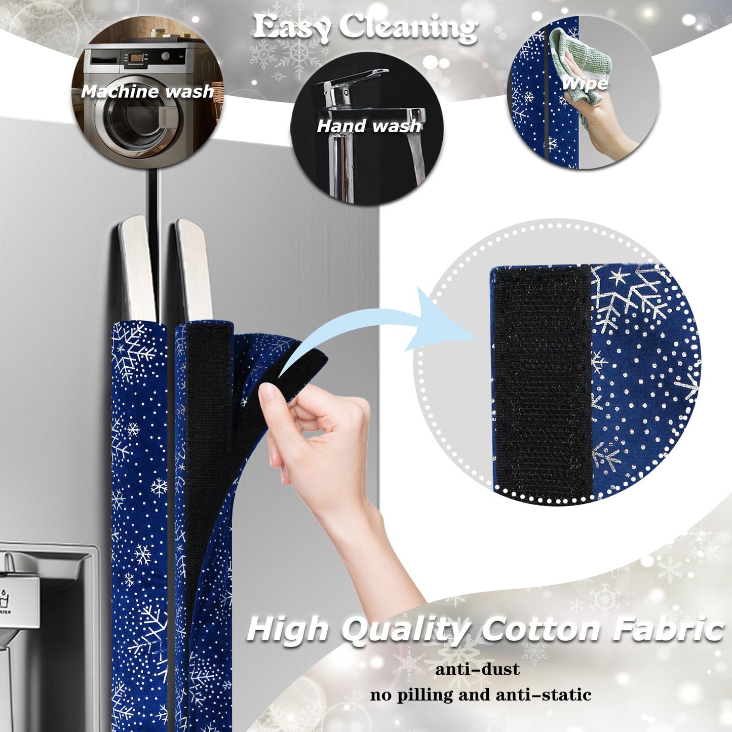 3PCS Refrigerator Door Handle Covers Kitchen Decor Keep Appliance Clean Anti-Static Stains for Fridge Dishwashers Velvet (Pink)