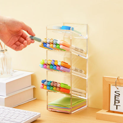 MotiMind Acrylic Pen Organizer Storage for 50 Markers Vertical Marker Organizer Acrylic Pen Display Holder for Office Desk Desktop Stationery Pencil Storage, Clear, 3.4 x 4 x 10.2 Inch