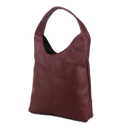 Leather Tote Bag for Women Ladies Purse Travel Shopping Bag Hobo Shoulder Multipurpose Handbag (Burgundy)