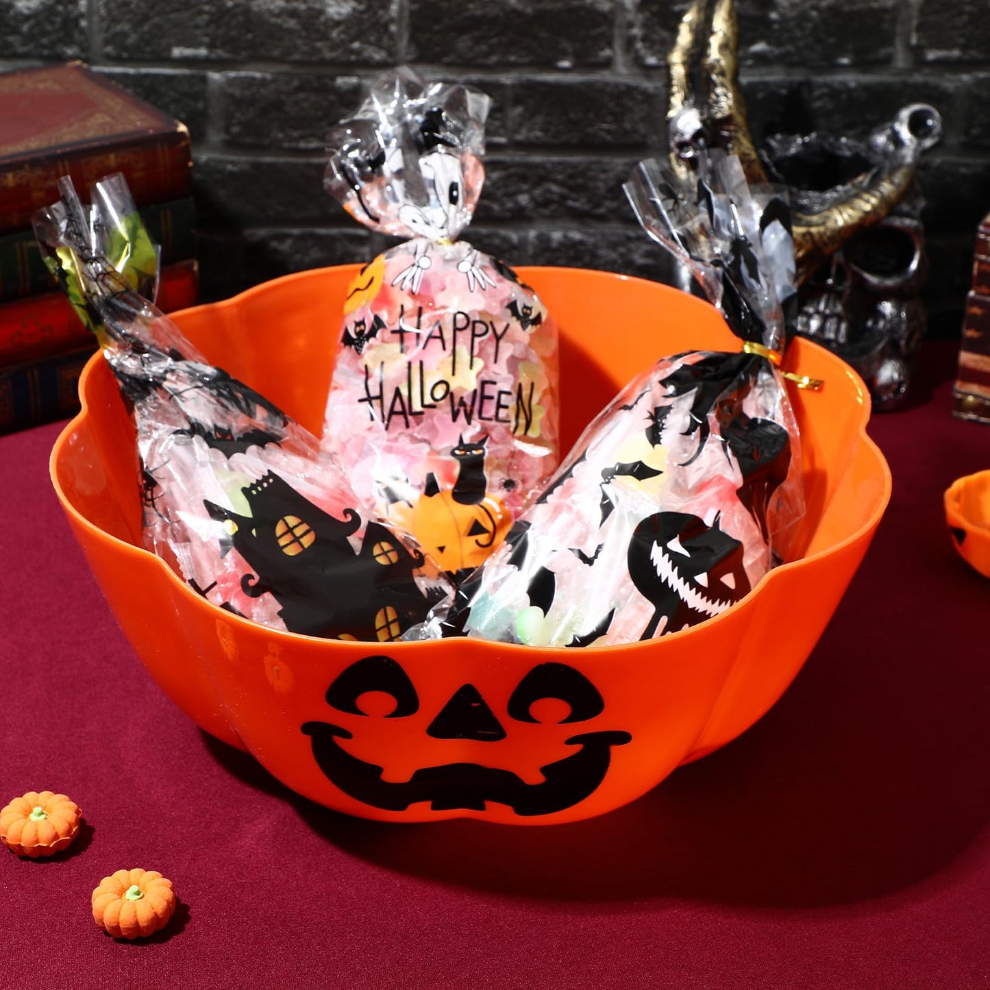 Amosfun Halloween Fruit Salad Bowl Orange Pumpkin Candy Tray Multipurpose Large Capacity Party Snack Holder 11.6 X 11.6 X 4.5 Inch