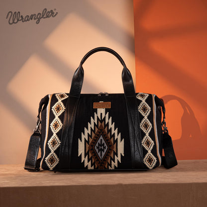 Wrangler Duffel Bag for Women Large Travel Weekender Bag Designer Tapestry Carry On Bags, Black