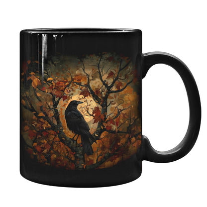 URLLUAE Raven Decor, Crow Decor, Gothic Mug Gifts for Women, Gothic Decor for Bedroom, Halloween Gifts for Women, Black Halloween Mugs, Fall Ceramic Coffee Mug 11 Oz