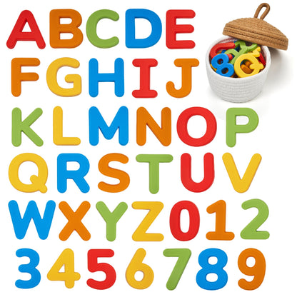 JoyCat Silicone Magnetic Letters and Numbers, 26 Uppercase Alphabet with 0-9, Fridge Magnets for Toddlers & Kids, Preschool Learning Refrigerator Toy Set, Birthday Gifts for Boys Girls (Vibrant Color)