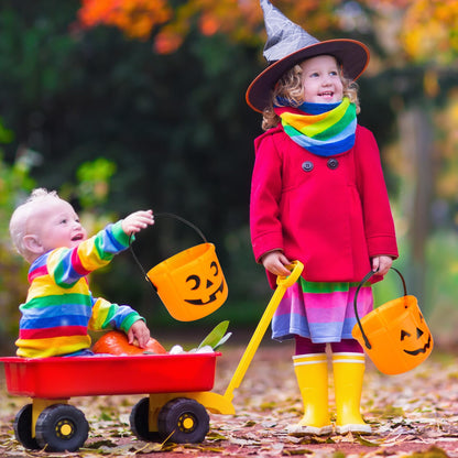 Jenaai 12 Halloween Trick or Treat Buckets Halloween Pumpkin Buckets Halloween Party Favors Pumpkin Face Candy Basket Plastic Pail Candy Bowl Holder with Handle or Party Decoration (Orange)