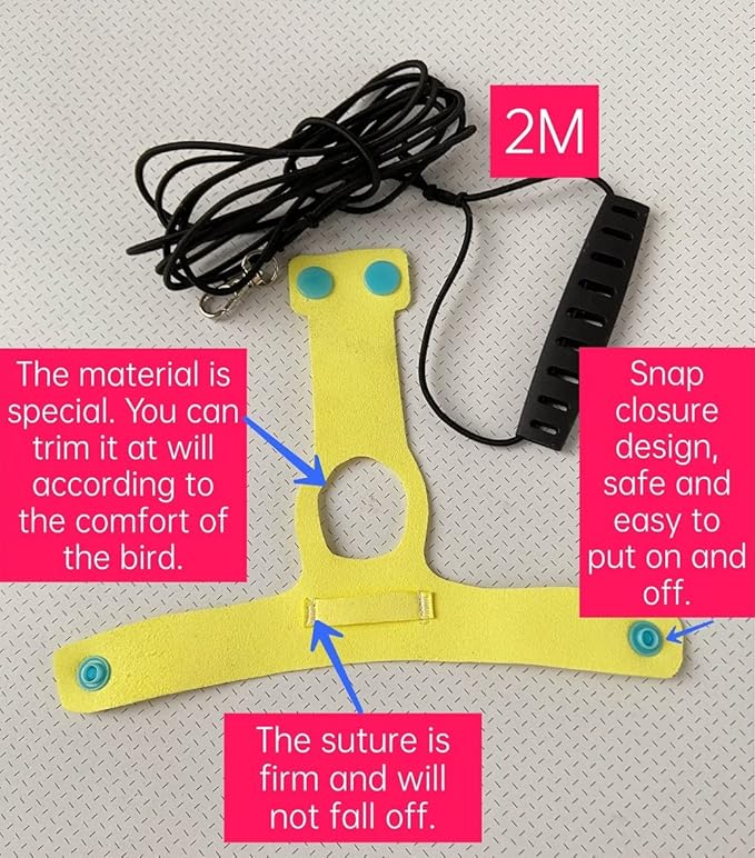 Bird Flight Harness Vest Parrot Flight Suit with Leash for Parakeets Cockatiels Conures Budgies, Bird Flying Clothes with Rope and Handle for Outdoor Activities Training (Medium,Yellow)