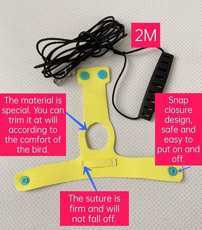 Bird Flight Harness Vest Parrot Flight Suit with Leash for Parakeets Cockatiels Conures Budgies, Bird Flying Clothes with Rope and Handle for Outdoor Activities Training (S,Yellow)