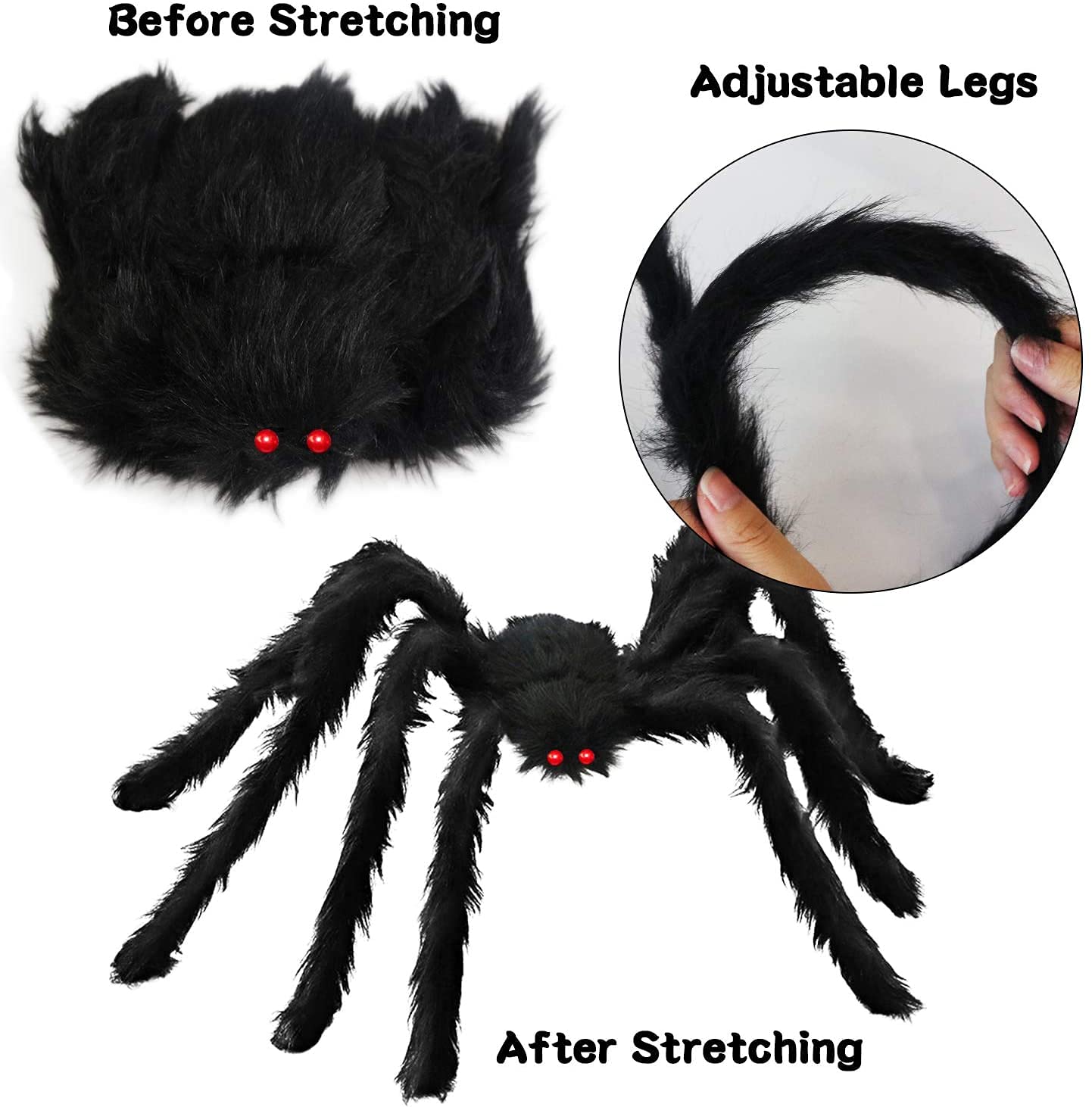 JOINSI 23ft Spider Web Halloween Decorations + 2.5ft Giant Fake Spider + Stretchy Dense Spider Silk + 20Pcs Small Spiders for Indoor Outdoor Yard Home Party Supplies Decor
