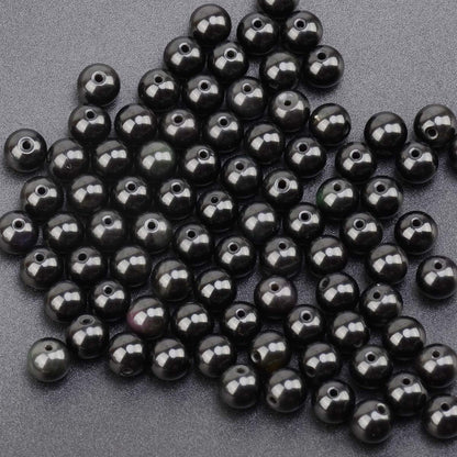 LPBeads 100PCS 8mm Natural Black Obsidian Beads Gemstone Round Loose Beads for Jewelry Making with Crystal Stretch Cord