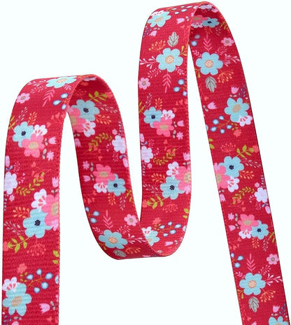 Mihqy Dog Collar and Leash Set with Bohemia Floral Tribal Geometric Patterns - Soft Ethnic Style Collar Adjustable for Small Medium Large Dogs(Red Floral Set,M)