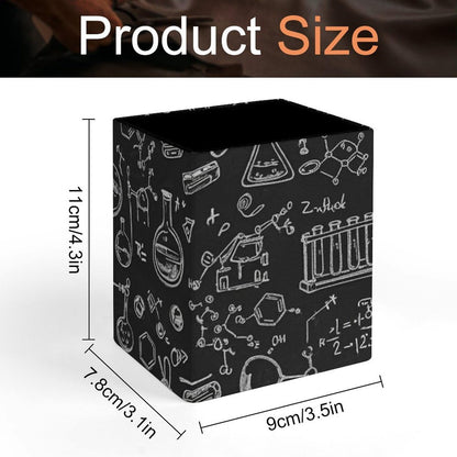 UTRSIFB Pen Holder Square Leather Pencil, Holder Cup Makeup Brush Storage Organizer, Waterproof Multifunctional Office Supplies Chemistry Formula
