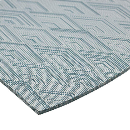 Kreatur Round Table Placemats Set of 6,Woven Vinyl Wedge Placemats Heat Resistant Table Mats Wipe Clean (Light Blue)