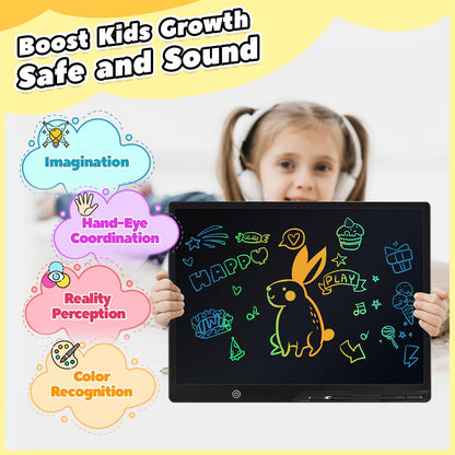 Kinayue LCD Writing Tablet for Kids, Rechargeable 21 Inch Doodle Board,Easter Basket Stuffers,Preschool Learning Toys Christmas Birthday Gift 3 4 5 6 7 Year Old Girls Boys (Black)