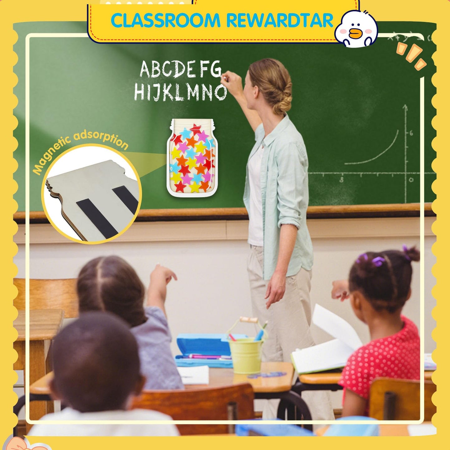 haotuntrek Magnetic Reward Jar with Star Jar for Kids - Classroom Reward Chart, Behavior Incentives System & Class Reward Tool for Home and Schoo (Bee)