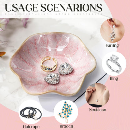 LOYIM 4 Pack Small Jewelry Dish Ceramic Trinket Holder Dish Tray for Rings Earrings Necklaces Bracelets 4.3 x 3.9 Inch Key Bowl Women's Birthday Mother's Day Wedding Gift