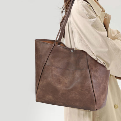 Large Tote Bag for Women Work 25L Travel Vegan Leather Ladies Handbags Weekender Purses Dark Brown