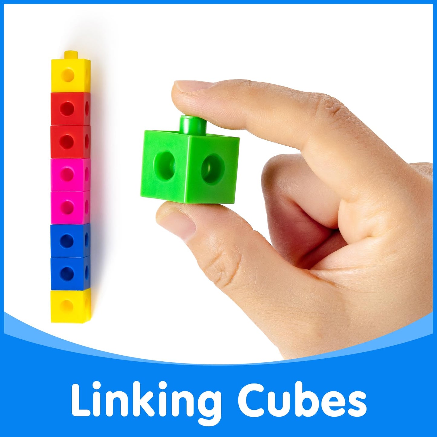 Odoorgames 100 Pcs Math Linking Cubes with 384 Cartoon Stickers - STEM Counting Cubes & Math Manipulatives for Kids, Learning Activities for Kindergarten & Elementary School