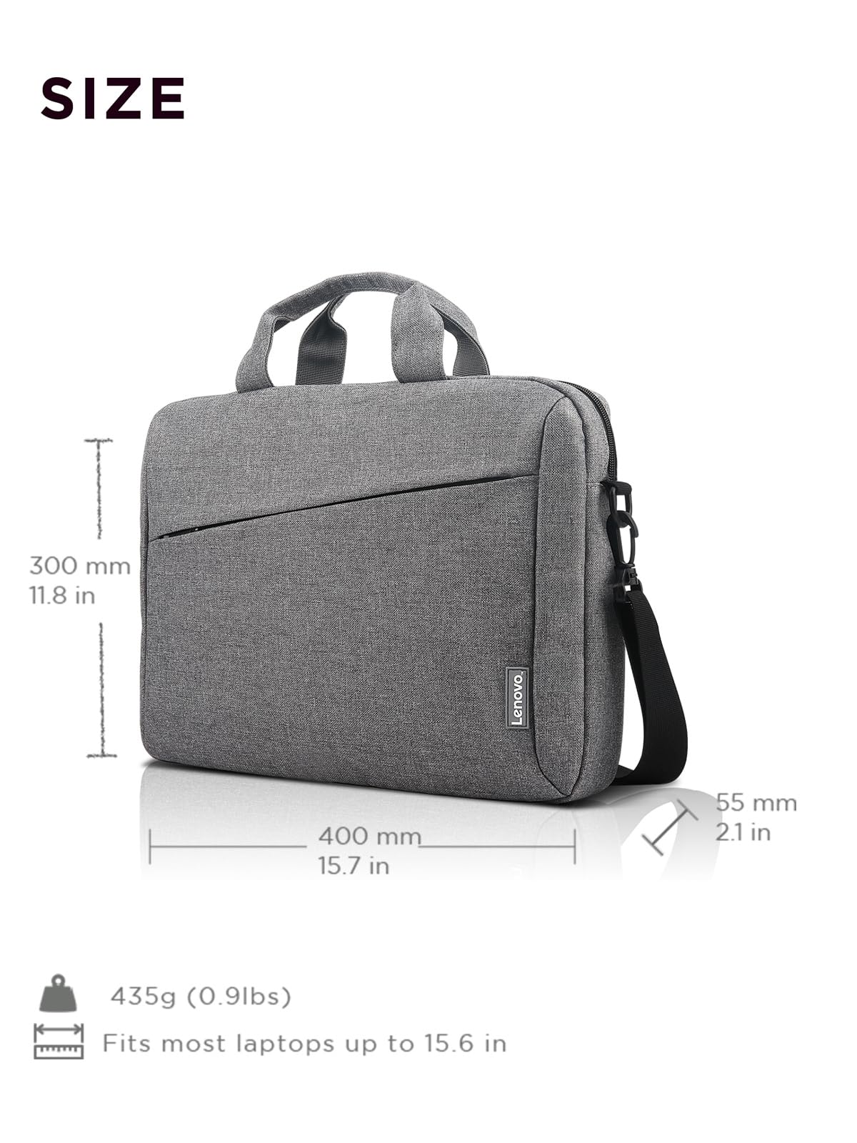 Lenovo Laptop Carrying Case T210, 15.6-Inch Laptop and Tablet, Sleek Design, Durable and Water-Repellent Fabric, Business Casual or School, GX40Q17231 Casual Toploader - Grey