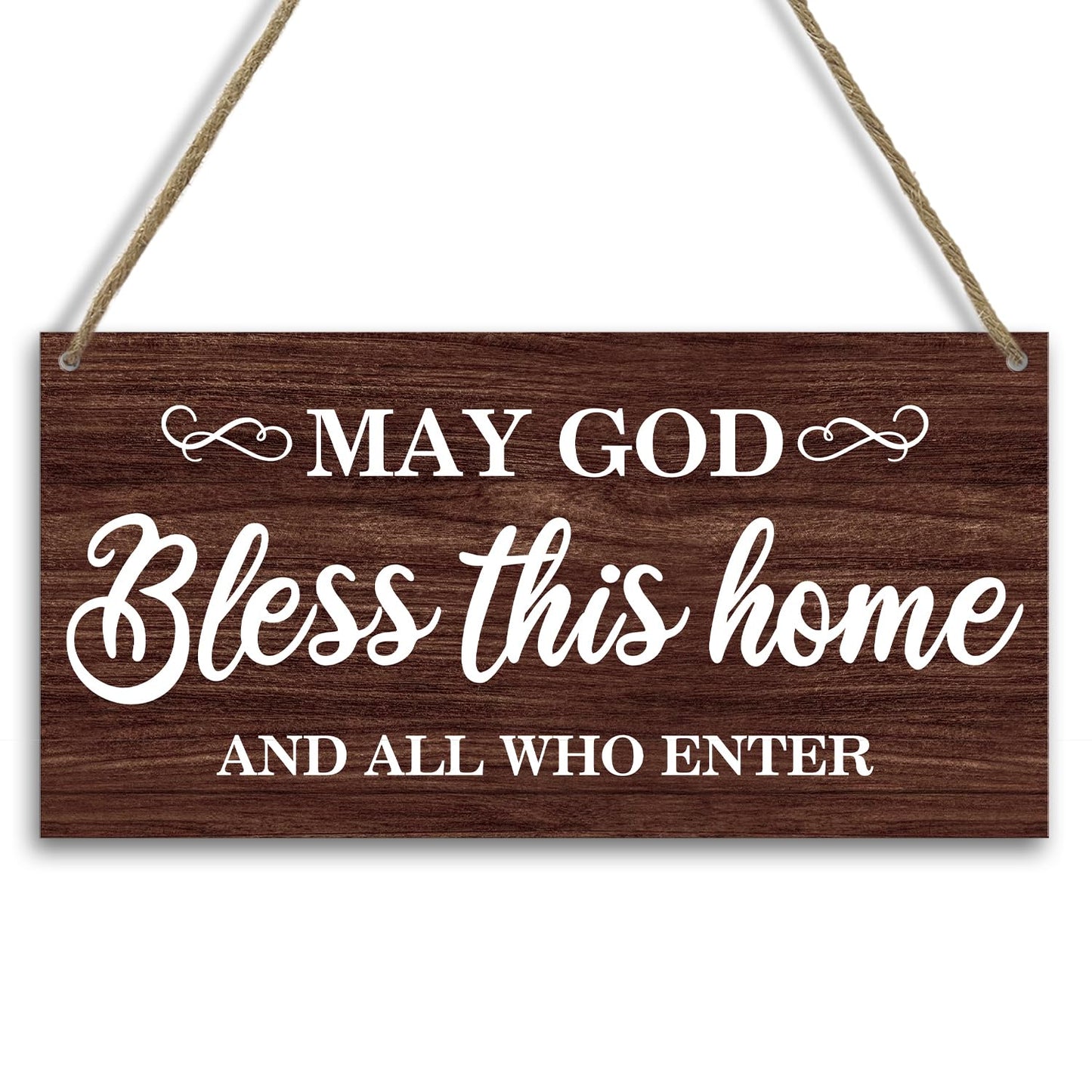 Christian Wall Decor Wood Hanging Sign Plaque, Christian Home Decor House Warming Gift, God Bless This Home Religion Housewarming Gift for Front Door Living Room Entryway Porch -24