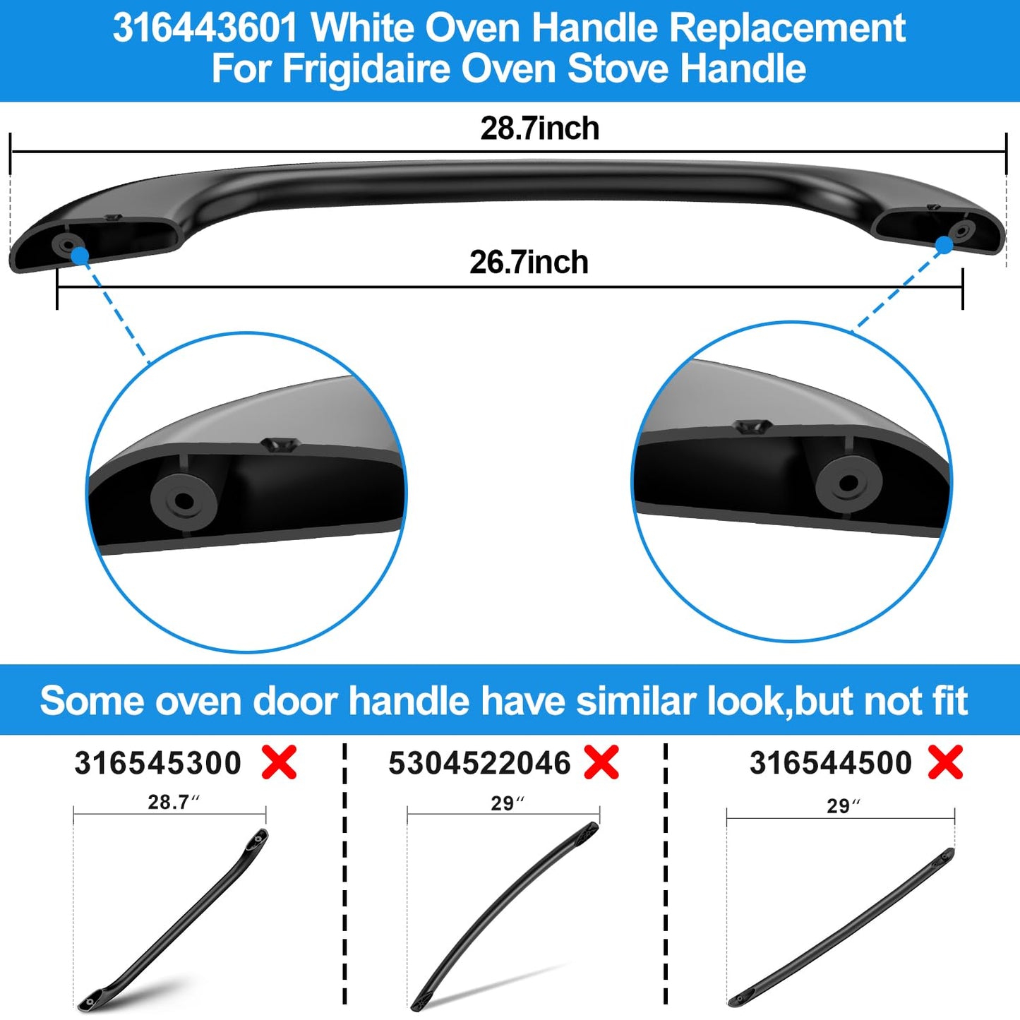 Upgraded 5304458312 Oven Door Handle Replacement Compatible with Kenmore Electrolux Frigidaire Electric Range Oven Stove Replaces 316443600 AP3965016,Include 2 Pack 316433300 Oven Door Handle Screws