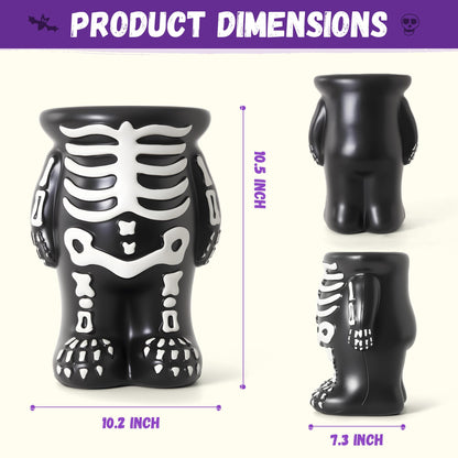 Halloween Decorations Skeleton Pumpkin Stand, Black & White Torso Candy Bowl Holder, Blow Mold Pumpkin Display Stand for Cake Carved Pumpkin, Water-proof Indoor Outdoor Halloween Party Table Decor