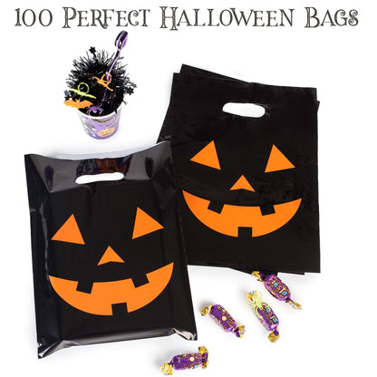 Choice Marts 100 Halloween Bags 9"x12" Glossy Great For Goodies Also Perfect as Small Halloween Bags For Trick or Treat