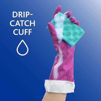 Playtex Living Drip-Catch Cuff Gloves, (Medium, 2 Pairs) Premium Protection Reusable Household Gloves