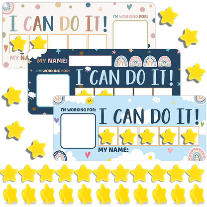 3 Sets Magnetic Rewards Chart for Kids I Can Do It Token Board Boho Rainbow Behavior Chart at Home Positive Star and Customization Goal Box Incentives for Teacher Essentials Elementary Classroom