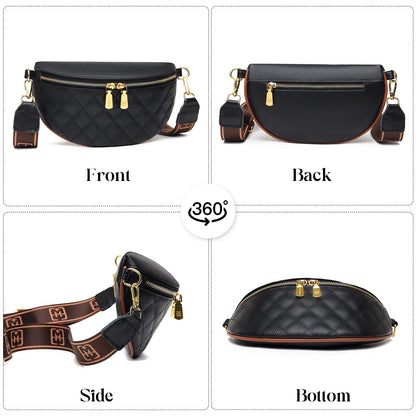 Eslcorri Small Crossbody Sling Bag for Women Trendy - Fashionable Fanny Packs Vegan Leather Chest Belt Bum Bag Anti Theft Crossbody Sling Purse for Women for Travel Sport Camping - Pure Brown