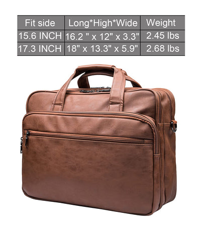 Leather Laptop Bag, Men's 15.6 Inches Messenger Briefcase Business Satchel Computer Handbag Shoulder Bag Fits 15.6 Inch Laptop, Computer, Tablet Brown