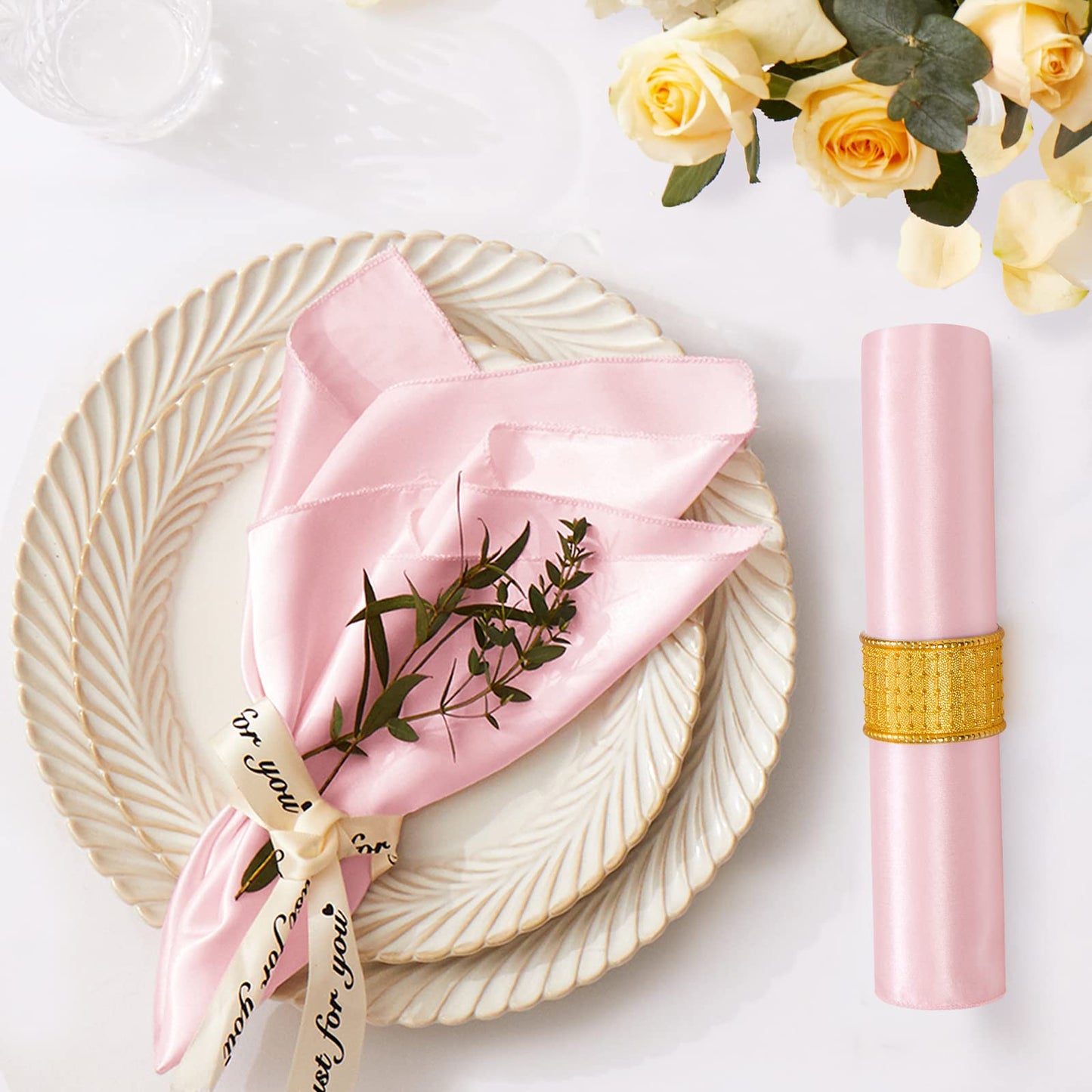Cobedzy 60 Pack Satin Table Cloth Napkins, 17x17 Inch Blush Pink Silky Wedding Napkins Cloth Washable, Luxury Dining Table Cloth Napkins Set for Birthday Holiday Party Dinner Restaurant