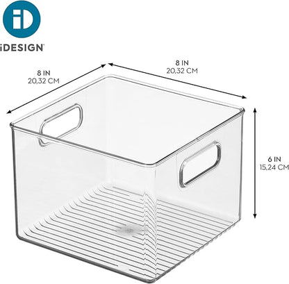 iDesign Clear Plastic Storage Bins, 4-Pack | For Kitchen Pantry and Fridge, For Cabinets and Shelves