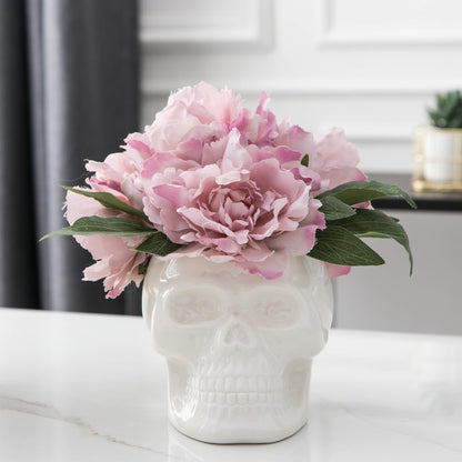 Tanvecle Skull Planter Pots, Skeleton Vase for Succulent, Flowers, Gothic Centerpiece for Table, Punk Home Decor and Accessories, Halloween and Day of The Dead Decorations - White