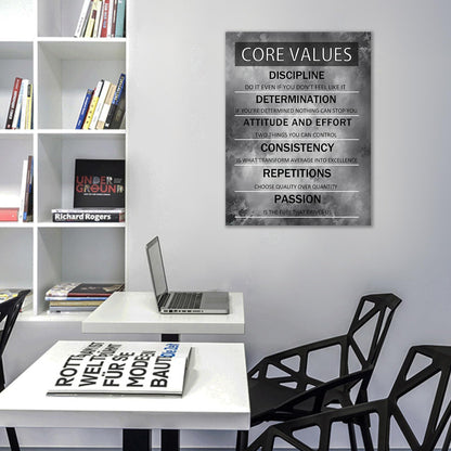 PJQART Core Values Inspirational Canvas Wall Art Motivational Poster Painting Artwork for Living Room Office Modern Home Decor Prints Pictures Wall Decor Framed Ready to Hang [18''W x 24''H]