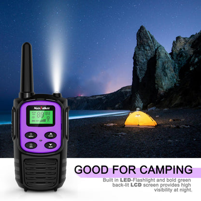 Walkie Talkies Long Range for Adult, MT10 Rechargeable Walkie Talkies FRS Two Way Radio, NOAA, 1200mAh Li-ion Battery USB-C Cable, LED Flashlight, VOX Walkie Talkie for Hiking Camping 2Pack