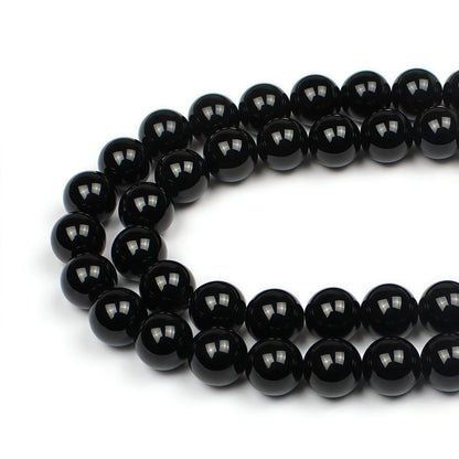 MJDCB Natural Stone Bead Black Onyx Gemstone Loose Beads for Jewelry Making Bracelet Necklace 8mm