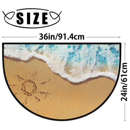 Pardick Ocean Beach Half Round Door Mat Welcome Entrance Mat Bath Bathroom Rug