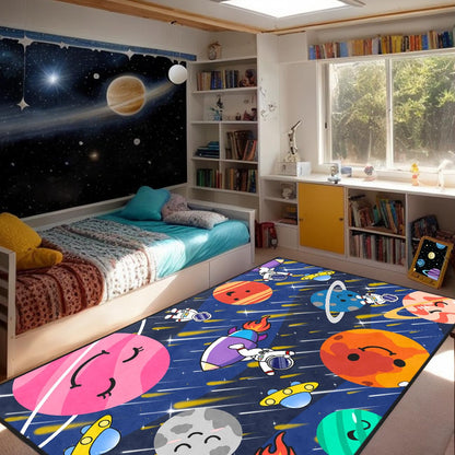 BATATADOCE Galaxy Area Rug - Solar System Design, Perfect for Boys' Room or Classroom, 4'x5'