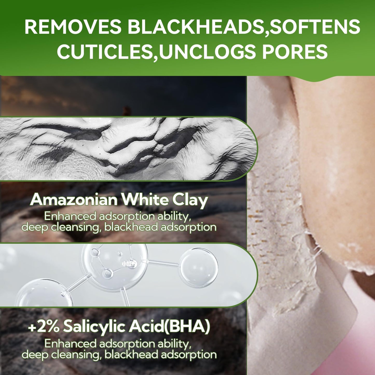 LANBENA 2.0 Blackhead Remover, Nose Plants Pore Strips Deep Cleansing Peel off Mask with Salicylic Acid, Amazonian White Clay, 60Pcs Nose Strips Black Heads Remover from Face